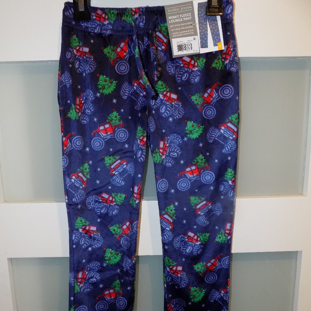 Berkley Jensen Blue W/ Moster Truck Minky Fleece Lounge Pants Size 6 Boy's NEW